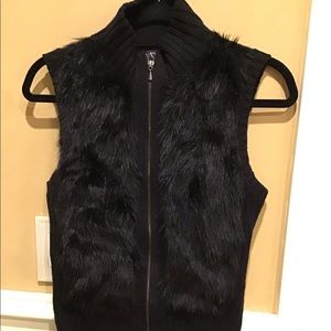 Faux fur sweater vest